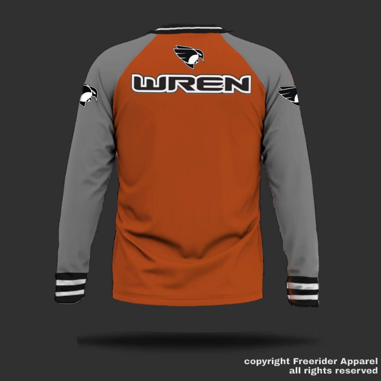 WREN Men's long Sleeve Jersey - Orange/Grey Raglan