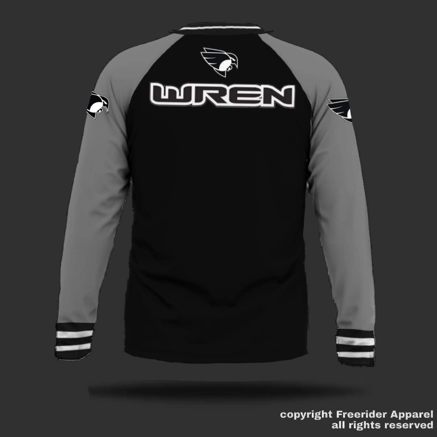 WREN Womens's long Sleeve Jersey - Black/Grey Raglan