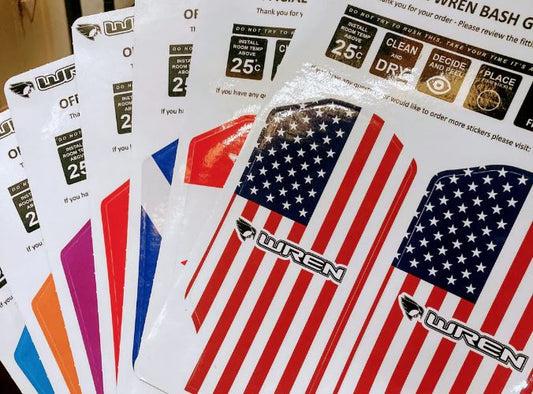 Official WREN Bash Guard Decals - 4 COLOURS / 3 FLAG DESIGNS
