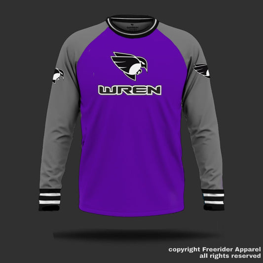 WREN Men's long Sleeve Jersey - Purple/Grey Raglan
