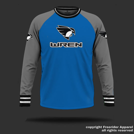 WREN Men's long Sleeve Jersey - Blue/Grey Raglan