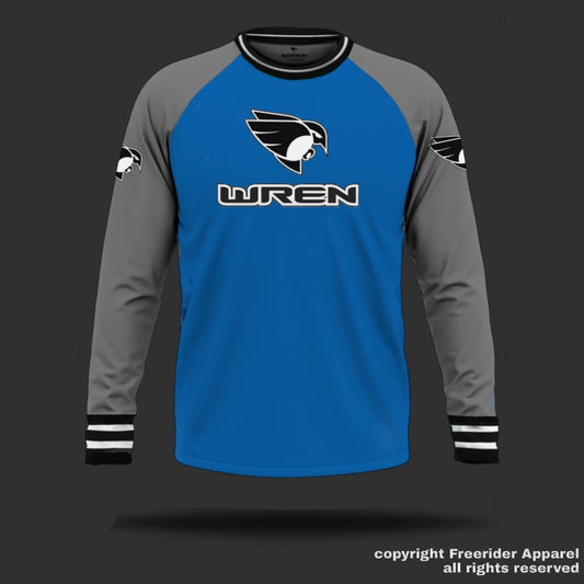 WREN Women's long Sleeve Jersey - Blue/Grey Raglan