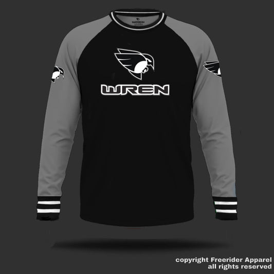 WREN Womens's long Sleeve Jersey - Black/Grey Raglan