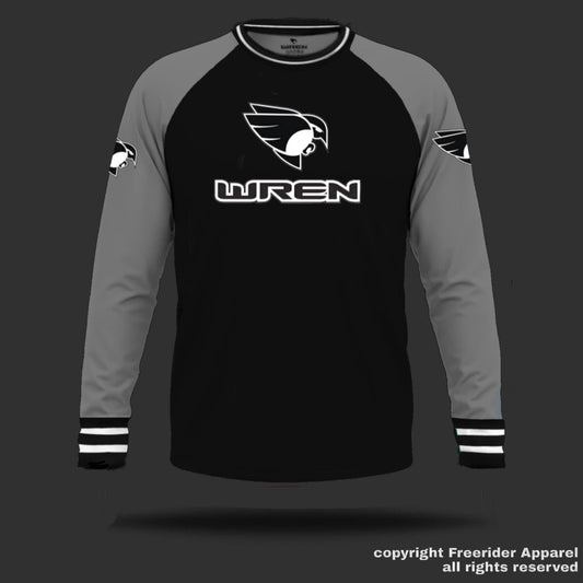 WREN Mens long Sleeve Jersey - Black/Grey Raglan