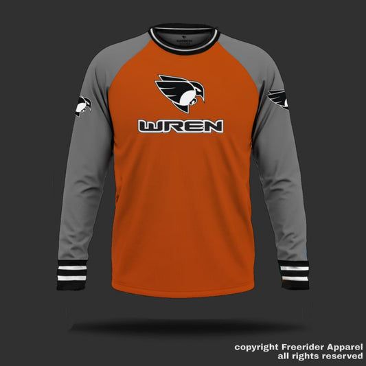 WREN Men's long Sleeve Jersey - Orange/Grey Raglan