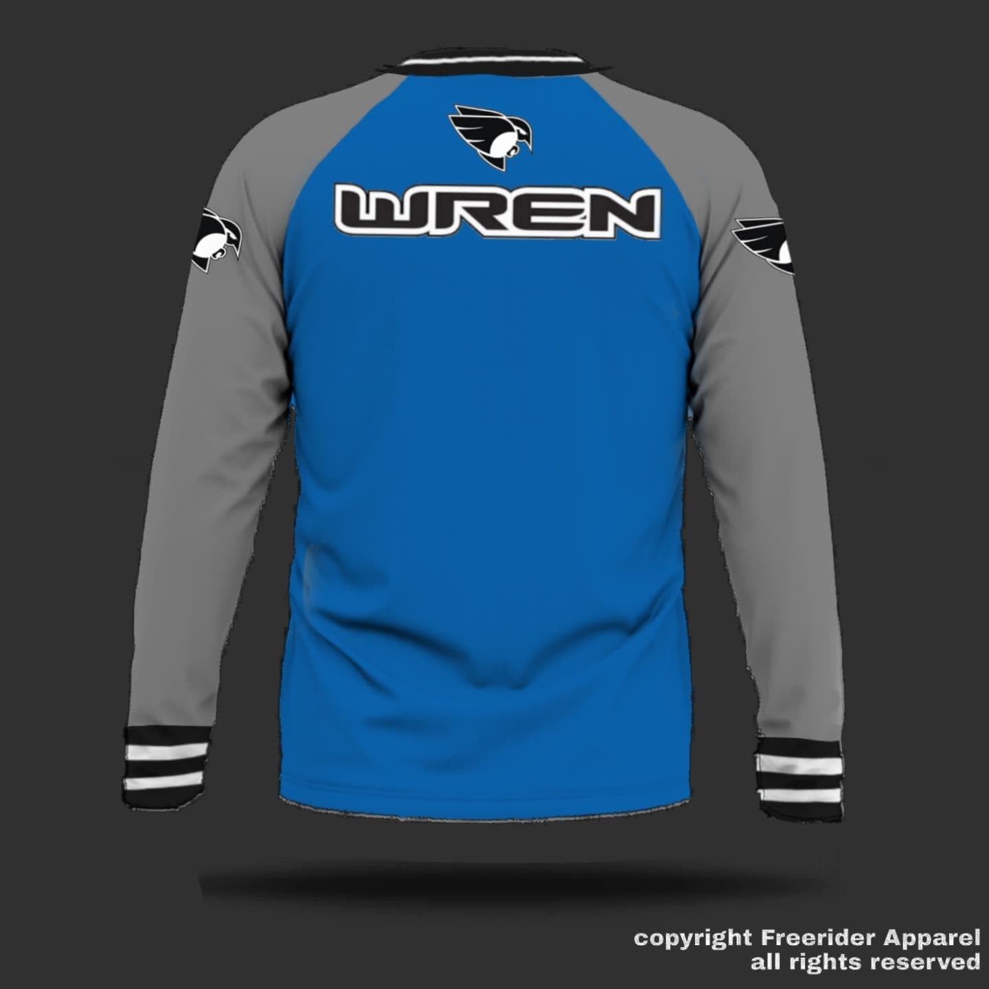 WREN Men's long Sleeve Jersey - Blue/Grey Raglan