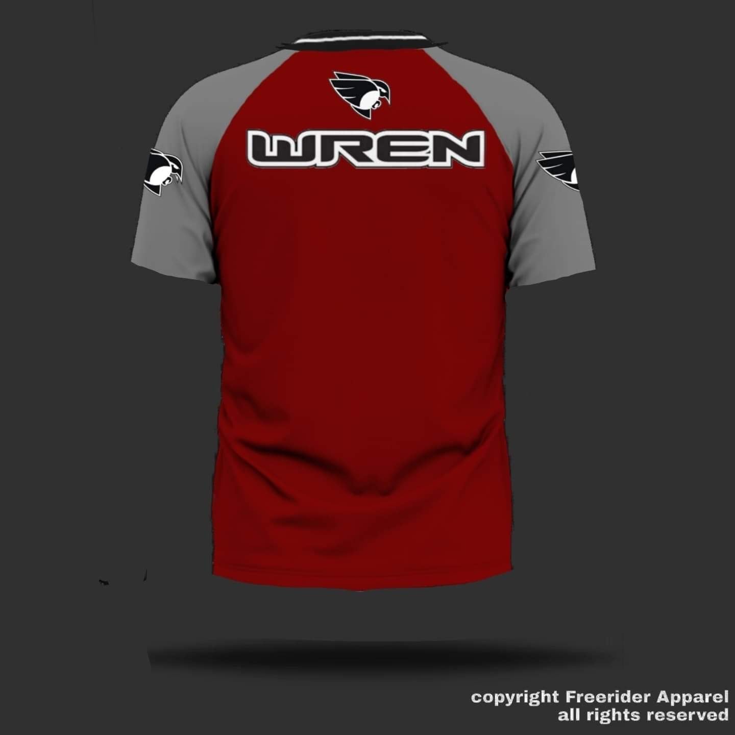 WREN Men's Short Sleeve Jersey - Red/Grey Raglan