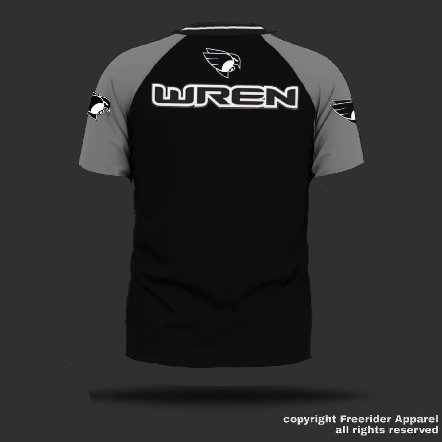 WREN Men's Short Sleeve Jersey - Black/Grey Raglan