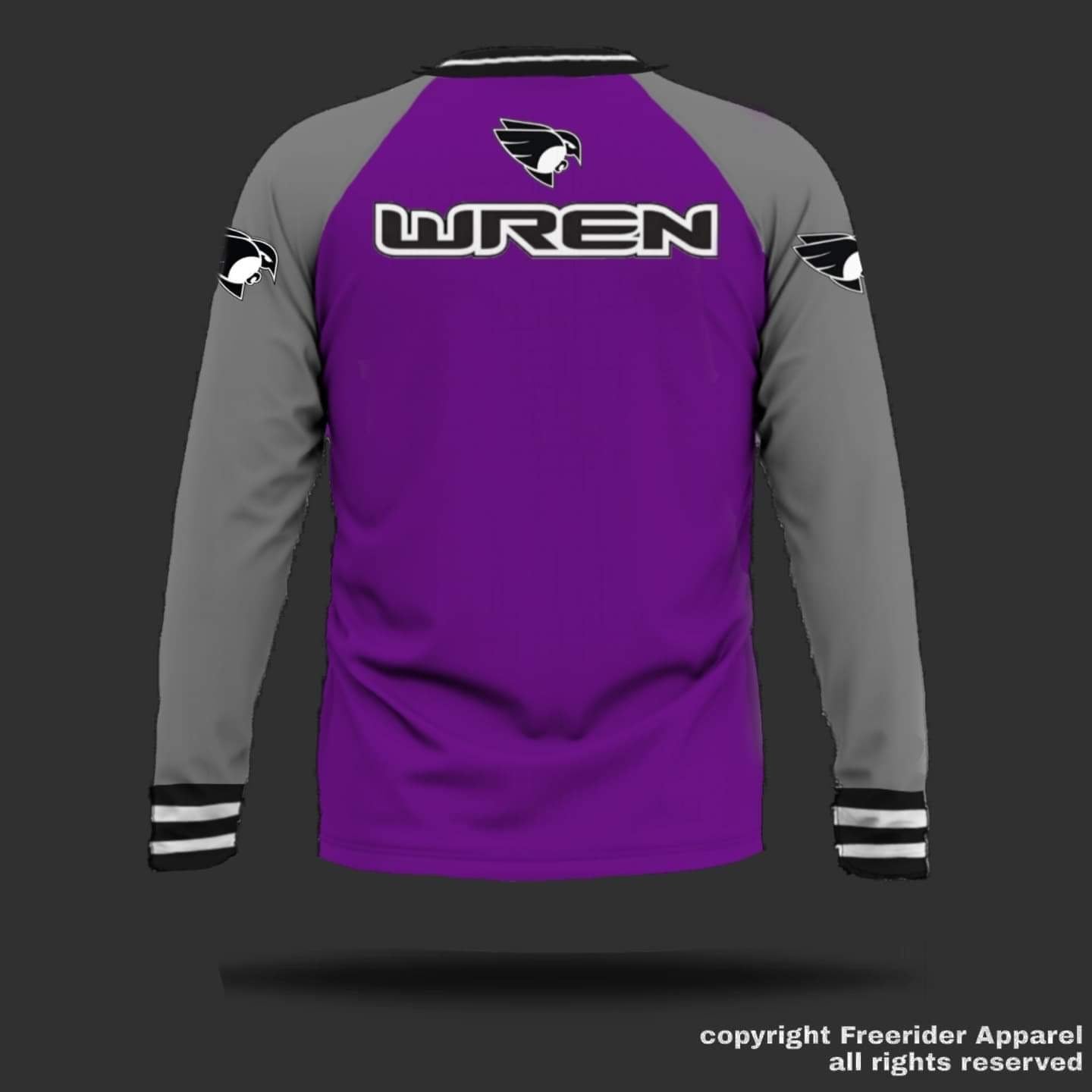 WREN Men's long Sleeve Jersey - Purple/Grey Raglan