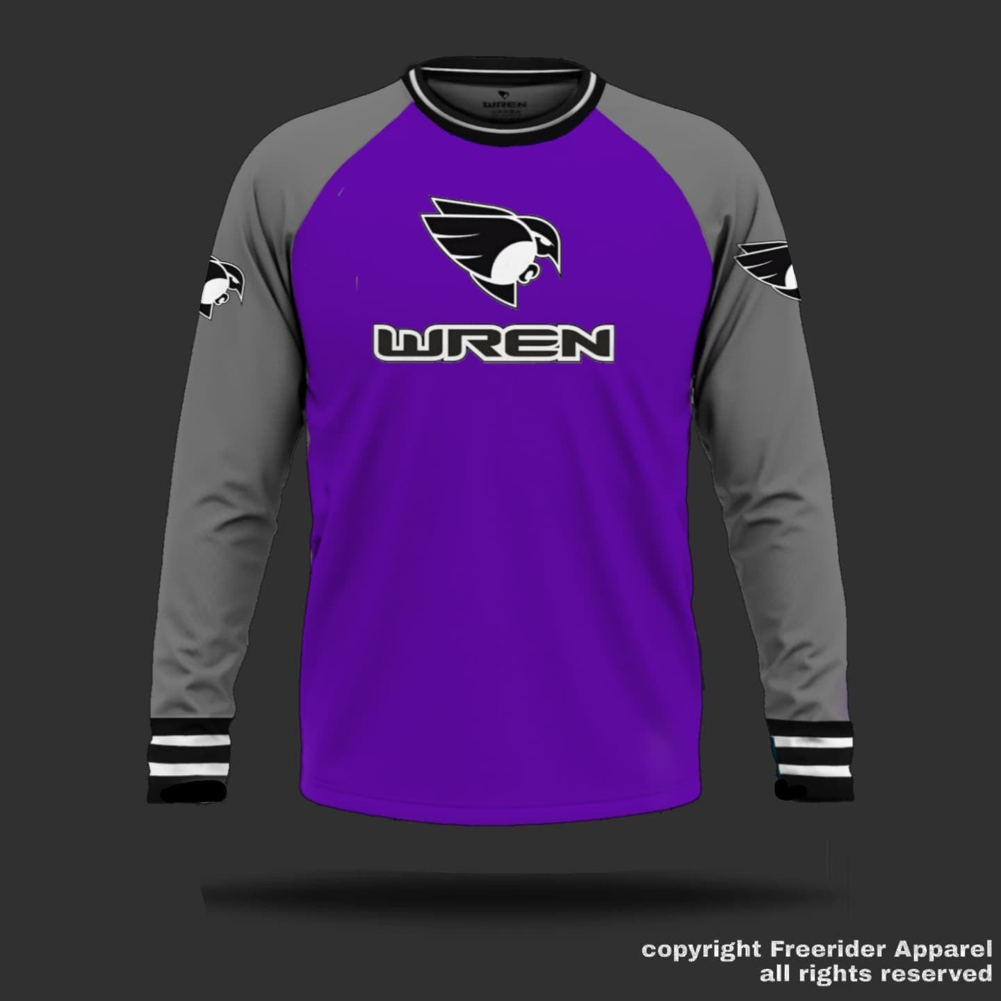 WREN Women's long Sleeve Jersey - Purple/Grey Raglan