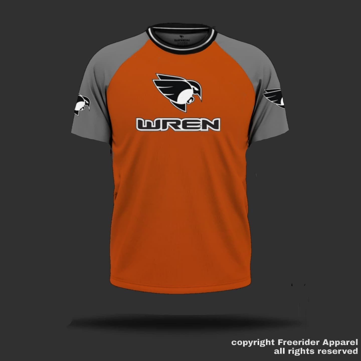 WREN Men's Short Sleeve Jersey - Orange/Grey Raglan